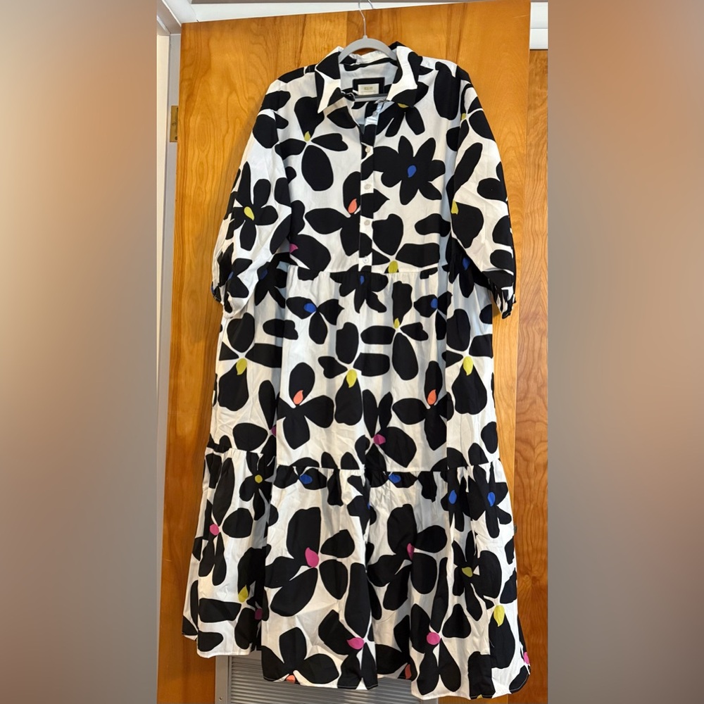 Anthropologie BettinaTiered Shirt Dress by Maeve Black & White Print 2X NWT